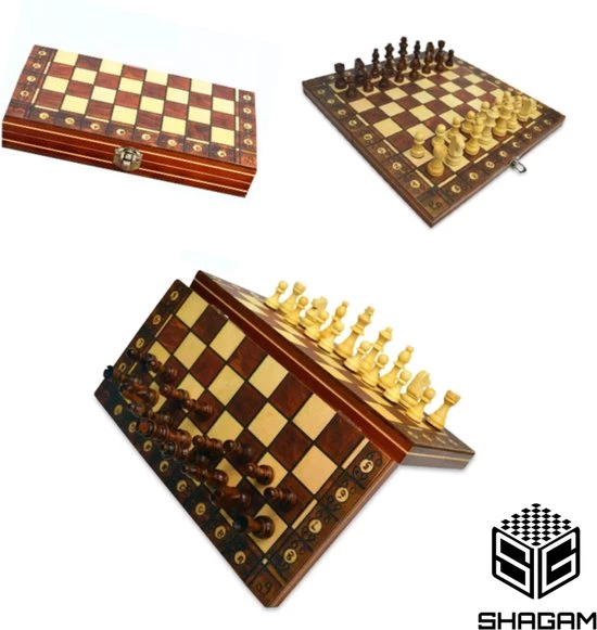 Shagam 3-in-1 Bordspel - 29 Cm - Magnetisch - Schaakbord - Dambord - Backgammon - Schaakspel - Schaakset - Schaken - Dammen - Met Schaakstukken - Chess - Hout - Opklapbaar 3 Shagam 3-in-1 Bordspel - 29 Cm - Magnetisch - Schaakbord - Dambord - Backgammon - Schaakspel - Schaakset - Schaken - Dammen - Met Schaakstukken - Chess - Hout - Opklapbaar