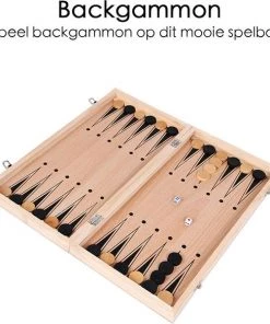 Flokoo Schaakbord Hout 3-in-1 Bord: Schaken, Dammen & Backgammon -klassieke-spellen Winkel 550x582 1