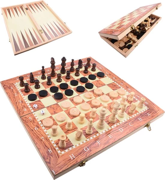 Merkloos Schaakbord | Dambord | Backgammon | 34 X 34 Cm | Schaakspel | Schaakset | Schaken | Dammen | Met Schaakstukken | 3-in-1 Bordspel | Chess | Hout | Opklapbaar 3 Merkloos Schaakbord | Dambord | Backgammon | 34 X 34 Cm | Schaakspel | Schaakset | Schaken | Dammen | Met Schaakstukken | 3-in-1 Bordspel | Chess | Hout | Opklapbaar