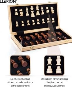 Allerion? Allerion Luxe Schaak Set - 100% Hout - 38cm X 38cm - In Opbergkoffer - Inclusief 2 Extra Dames En Instructieboekje -klassieke-spellen Winkel 550x610 1