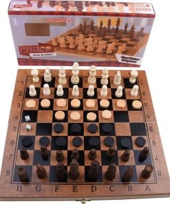 Shagam 3-in-1 Bordspel - 29 Cm - Schaakbord - Dambord - Backgammon - Schaakspel - Schaakset - Schaken - Dammen - Met Schaakstukken - Chess - Hout - Opklapbaar -klassieke-spellen Winkel 550x636 1