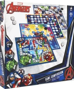 Marvel Avengers - 4-in-1 Spellendoos - Molenspel - Dammen - Ludo (Mens-Erger-Je-Niet) - Slangen & Ladders - Bordspel Verzameling - Game Compendium
