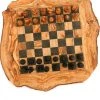 HappyWoods - Handgemaakte Olijfhouten Rustic Schaakspel - 30 Cm - Olijfhouten Schaakbord Met Schaak Stukken - Schaakset - Schaakspellen Schaakspel Hout Volwassenen Schaakborden Kinderen (+ Gratis Beeswax )