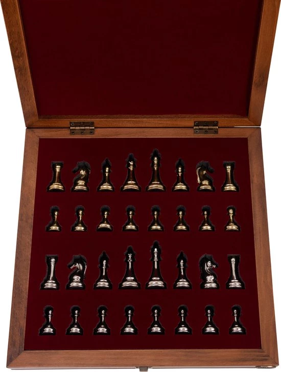 Helena Wood Art Handgemaakte Houten Schaakbord Met Opbergsysteem - Metalen Schaakstukken - Luxe Uitgave - Schaakspel - Schaakset - Schaken - Chess - 40 X 40 Cm 9 Helena Wood Art Handgemaakte Houten Schaakbord Met Opbergsysteem - Metalen Schaakstukken - Luxe Uitgave - Schaakspel - Schaakset - Schaken - Chess - 40 X 40 Cm - Afbeelding 7