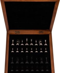 Helena Wood Art Handgemaakte Houten Schaakbord Met Opbergsysteem - Metalen Schaakstukken - Luxe Uitgave - Schaakspel - Schaakset - Schaken - Chess - 40 X 40 Cm -klassieke-spellen Winkel 550x765