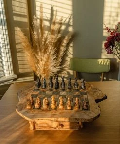 Schaakset Olijfolie & Honing Met Laden - Schaakspel - Schaakstukken - Schaakbord - Schaken - Bordspel - Handgemaakt - Hout - Zwart - Volwassenen & Kinderen - 35 X 35 X 8,5 Cm -klassieke-spellen Winkel 550x823 8