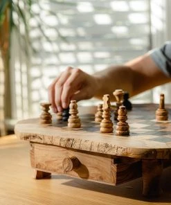 Schaakset Olijfolie & Honing Met Laden - Schaakspel - Schaakstukken - Schaakbord - Schaken - Bordspel - Handgemaakt - Hout - Zwart - Volwassenen & Kinderen - 35 X 35 X 8,5 Cm -klassieke-spellen Winkel 550x825 9